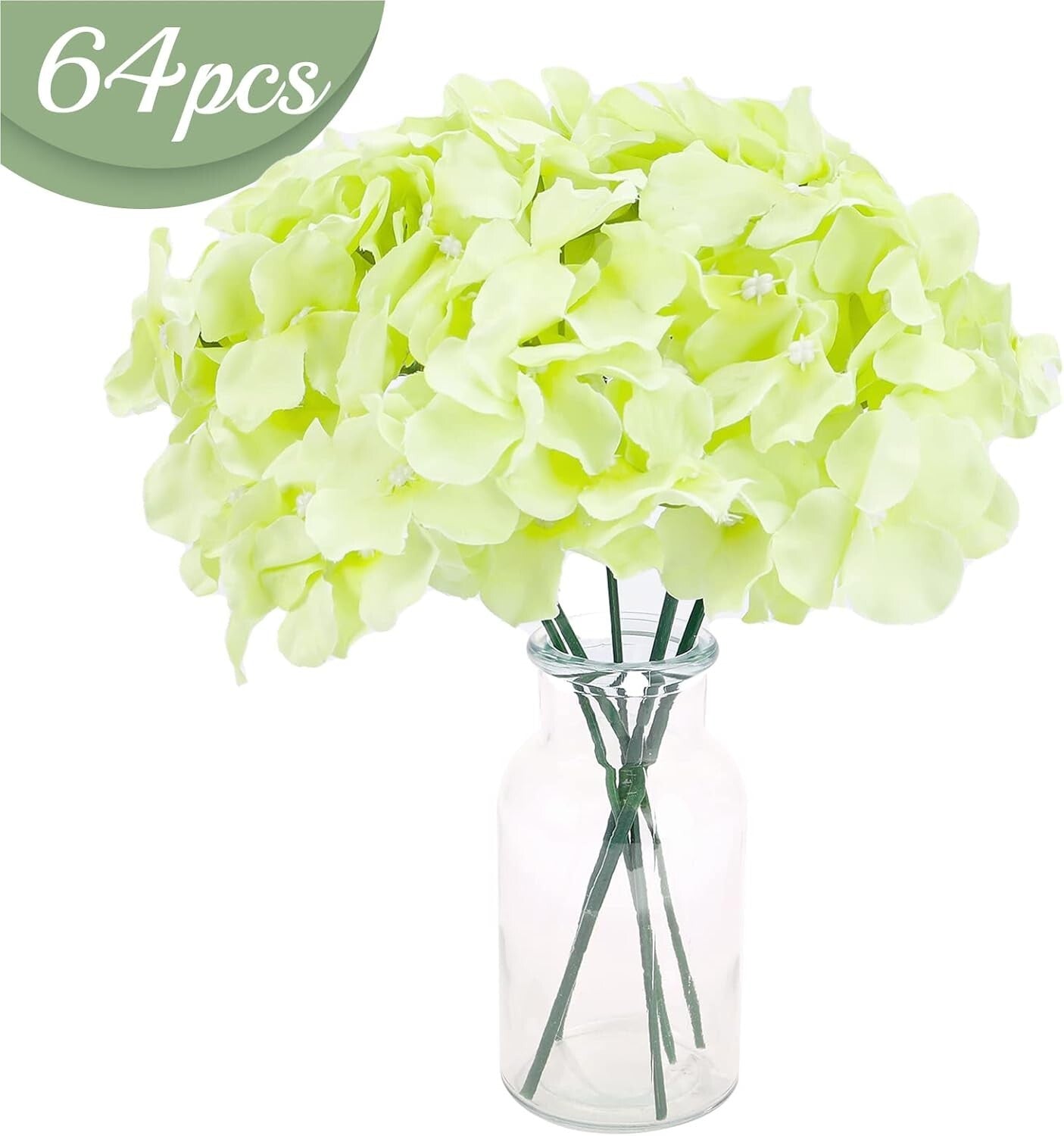 64 PCS Artificial Light Green Hydrangeas for Elegant Wedding Centerpieces