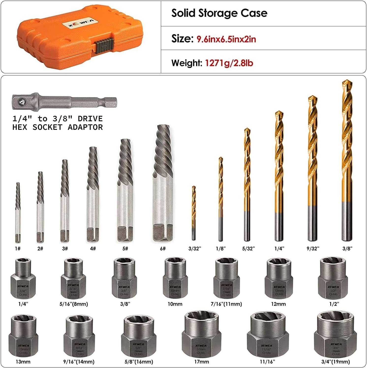 Comprehensive 26PC Screw & Bolt Kit with Easy-Out Extractor and Cobalt Drill Bit