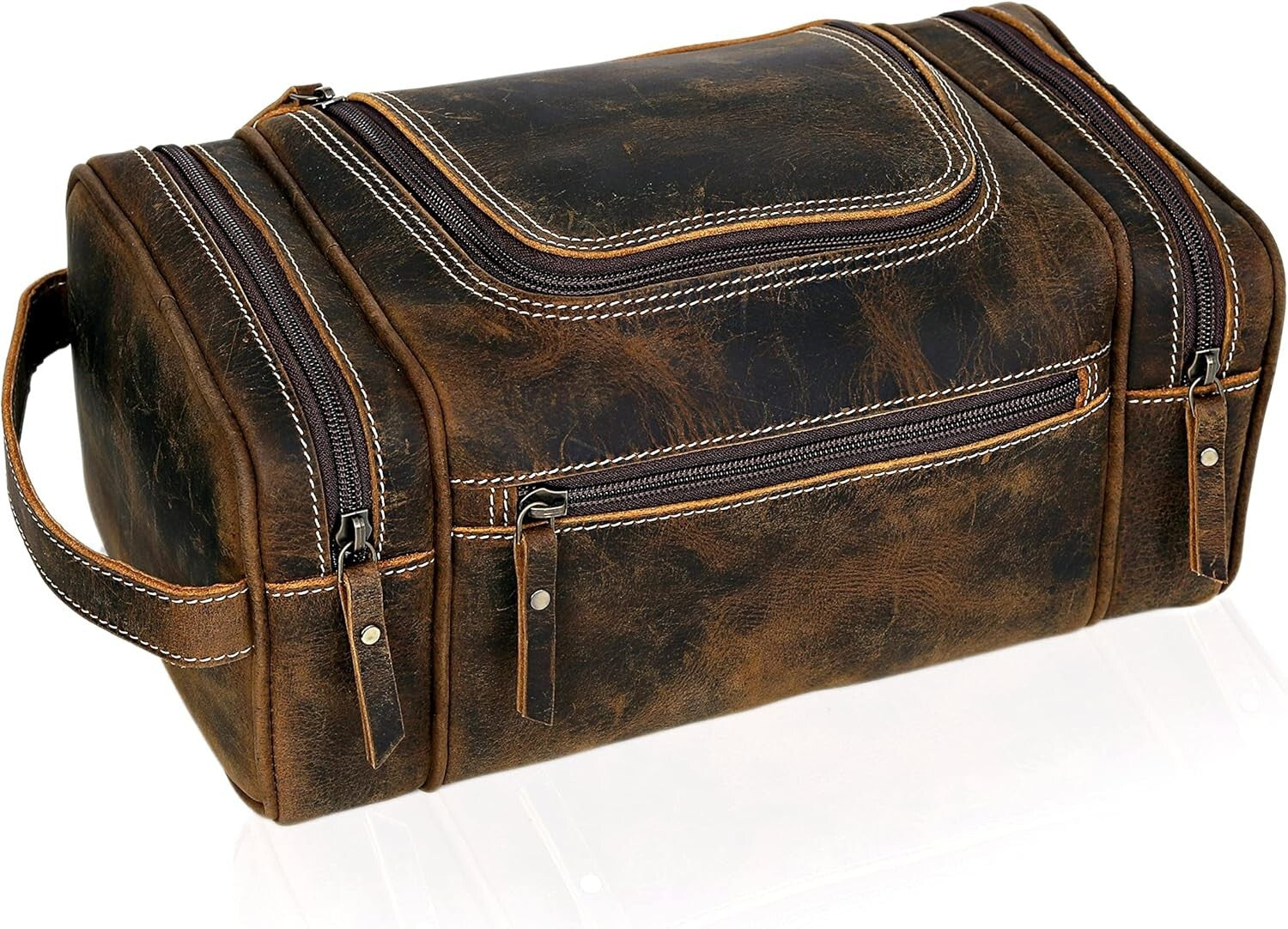 Elegant Leather Toiletry Bag for Men - Spacious & Stylish Travel Essentials