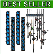 Load image into Gallery viewer, Compact 4-Pack Fishing Pole Holder - Unique Grip Design for Garage Organization