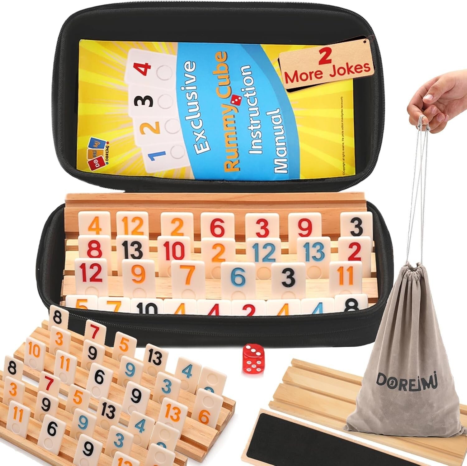 Cognitive Rummy Game Set Includes 162 Tiles, Racks & Storage Bag – Fun for All