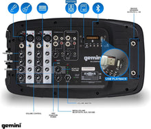 Load image into Gallery viewer, Compact Gemini Portable PA Speaker System with Bluetooth &amp; Stands Included