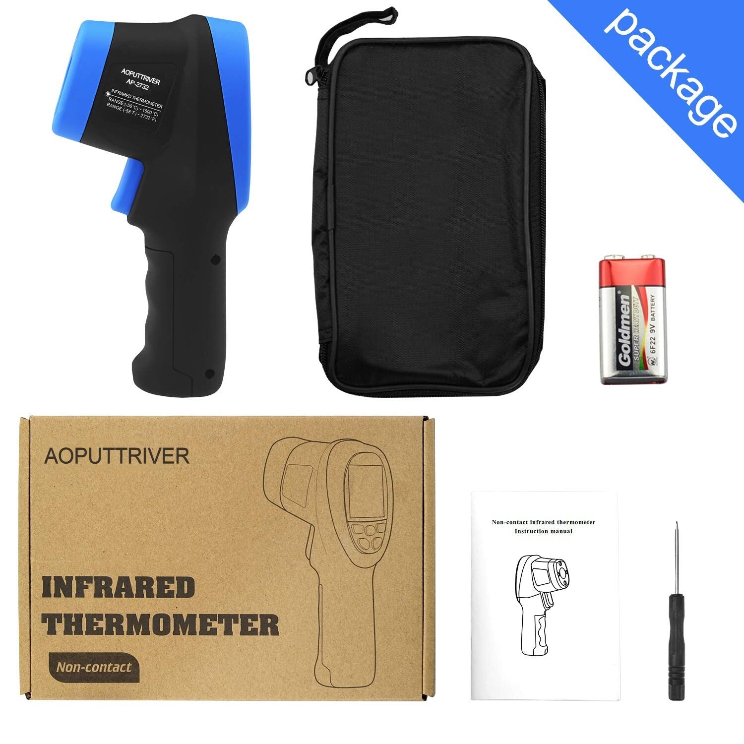 30:1 Distance Spot Ratio Laser Thermometer Gun -58℉ to 2732℉ Temperature Range