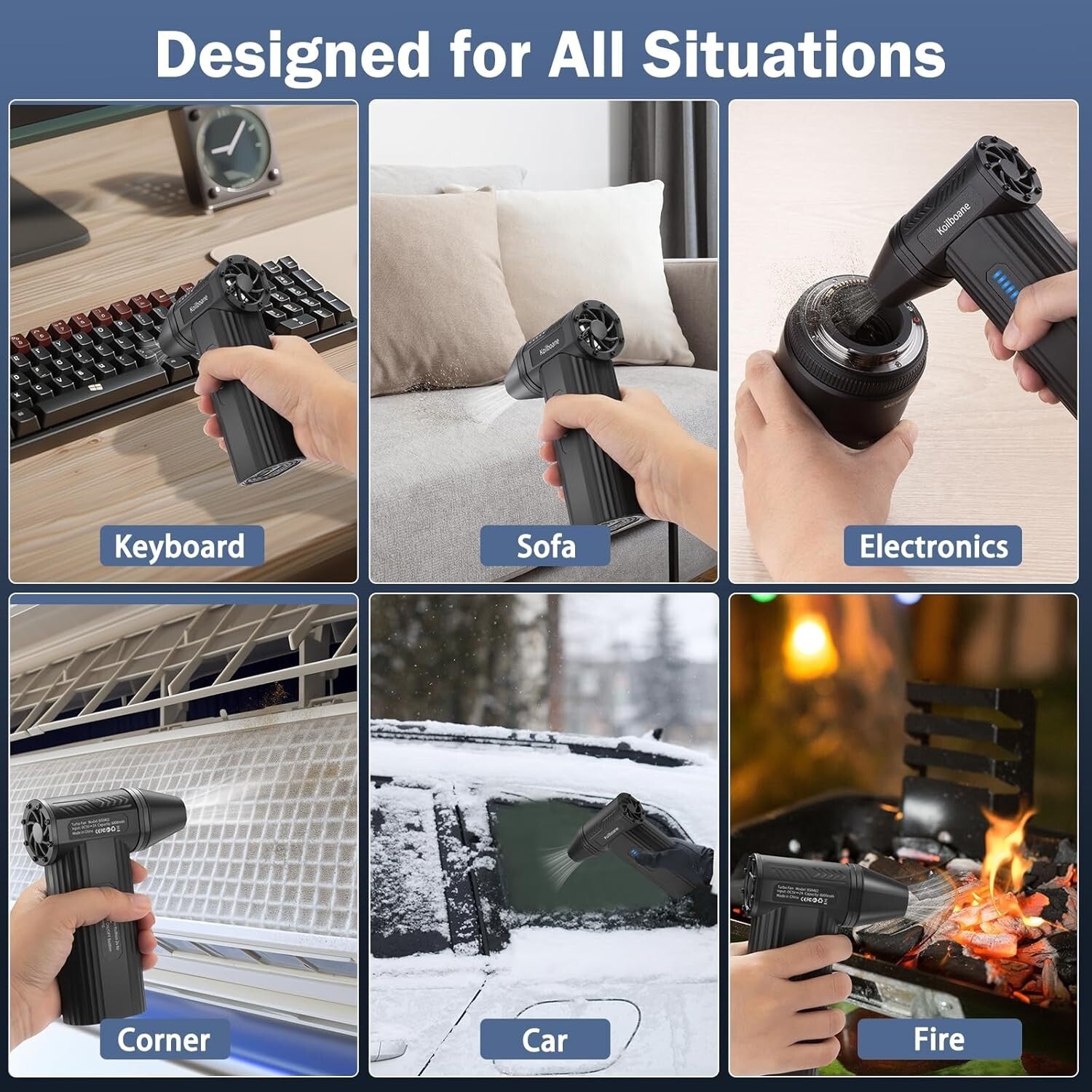 Portable Rechargeable Dust Blower with 8000mAh Battery - For Car and Home Use