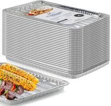 Load image into Gallery viewer, Versatile 25-Pack BBQ Grill Liners | Dishwasher Safe Aluminum Cooking Trays