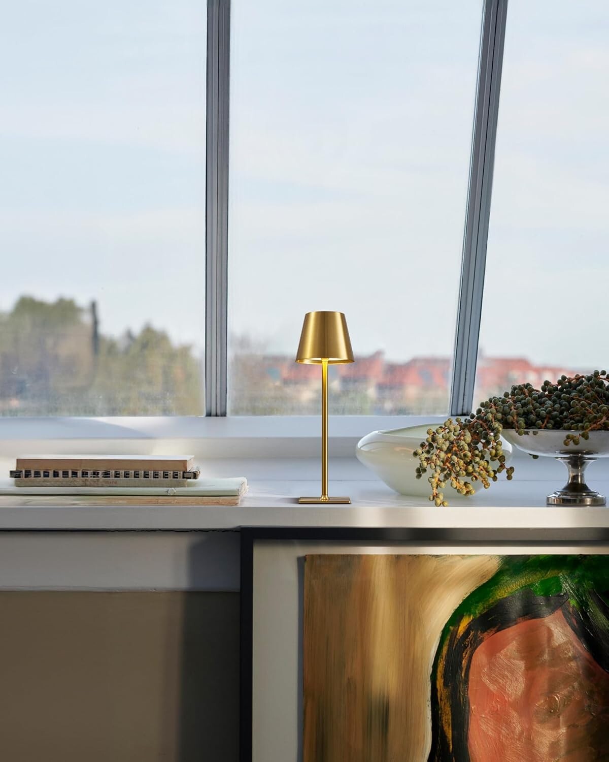 Battery Powered LED Desk Lamps, Waterproof Gold Finish, Perfect for Outdoor Use