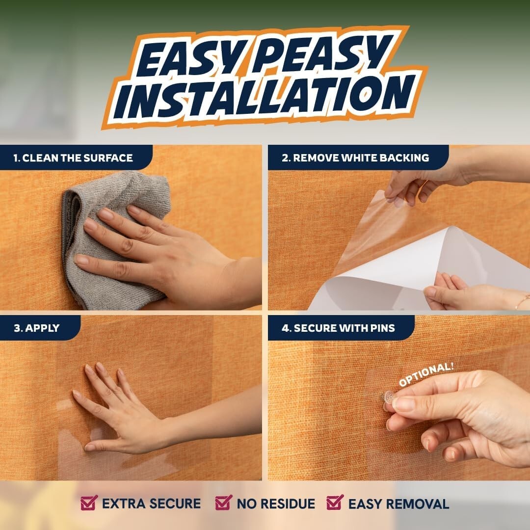 Indoor Furniture Protection: 18 Clear Cat Scratch Guards with Easy Mount Pins