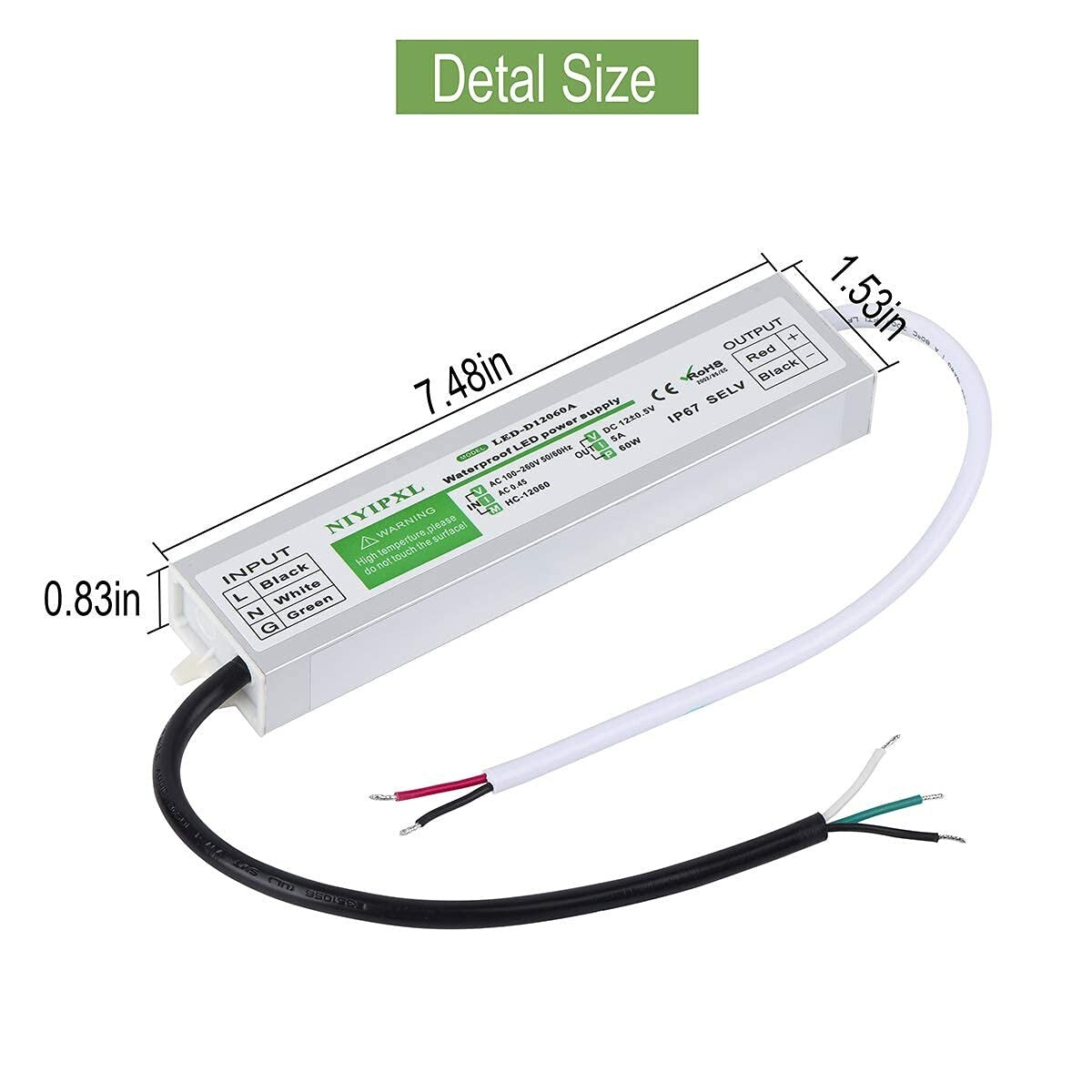60W IP67 LED Driver Pack of 6 - Reliable Power Supply for Outdoor Use