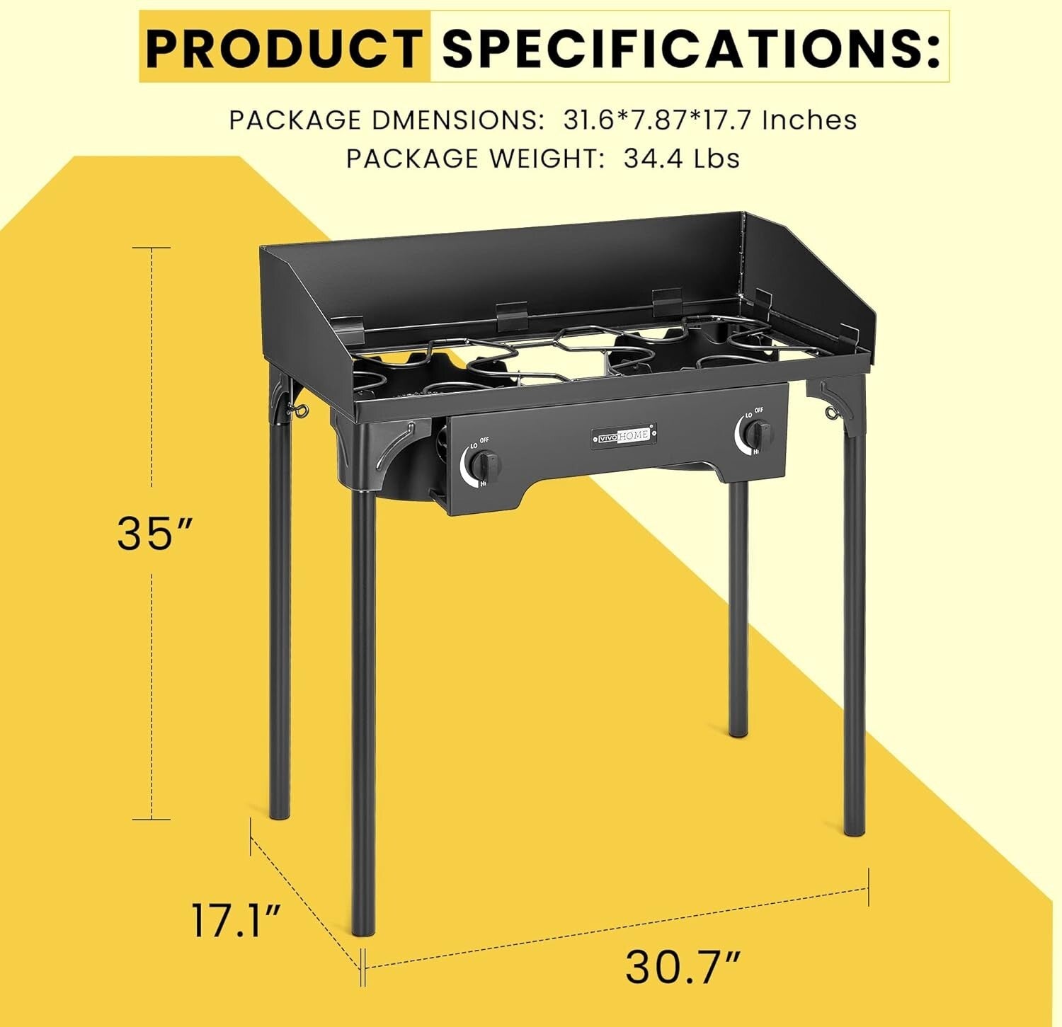 Portable 150,000 BTU Camp Stove with Detachable Legs - Ideal for Outdoor Cooking