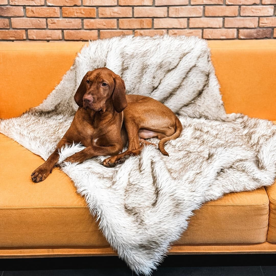 Versatile 80” x 60” Waterproof Pet Blanket - Machine Washable Faux Fur Cover
