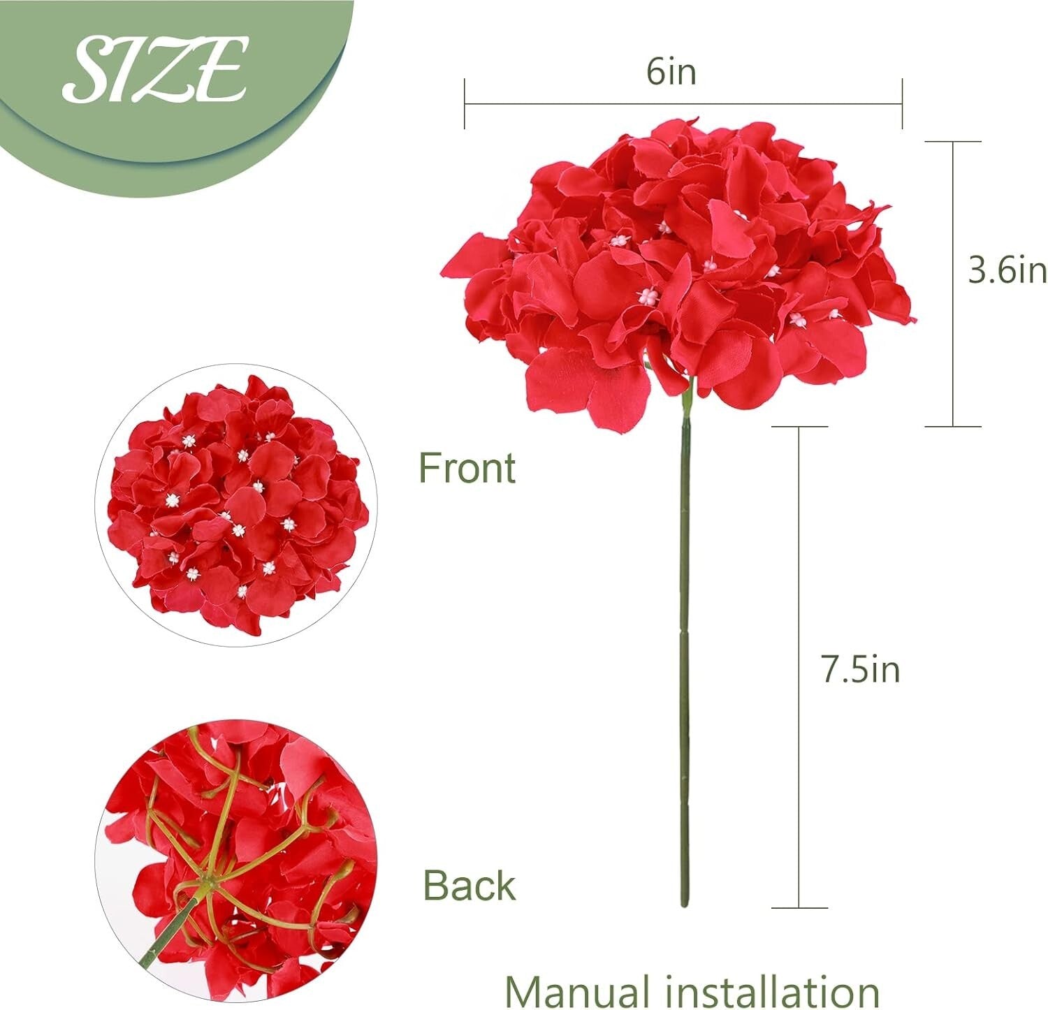 Customizable 64ct Red Hydrangea Flower Set - Party, Wedding & Garden Ready