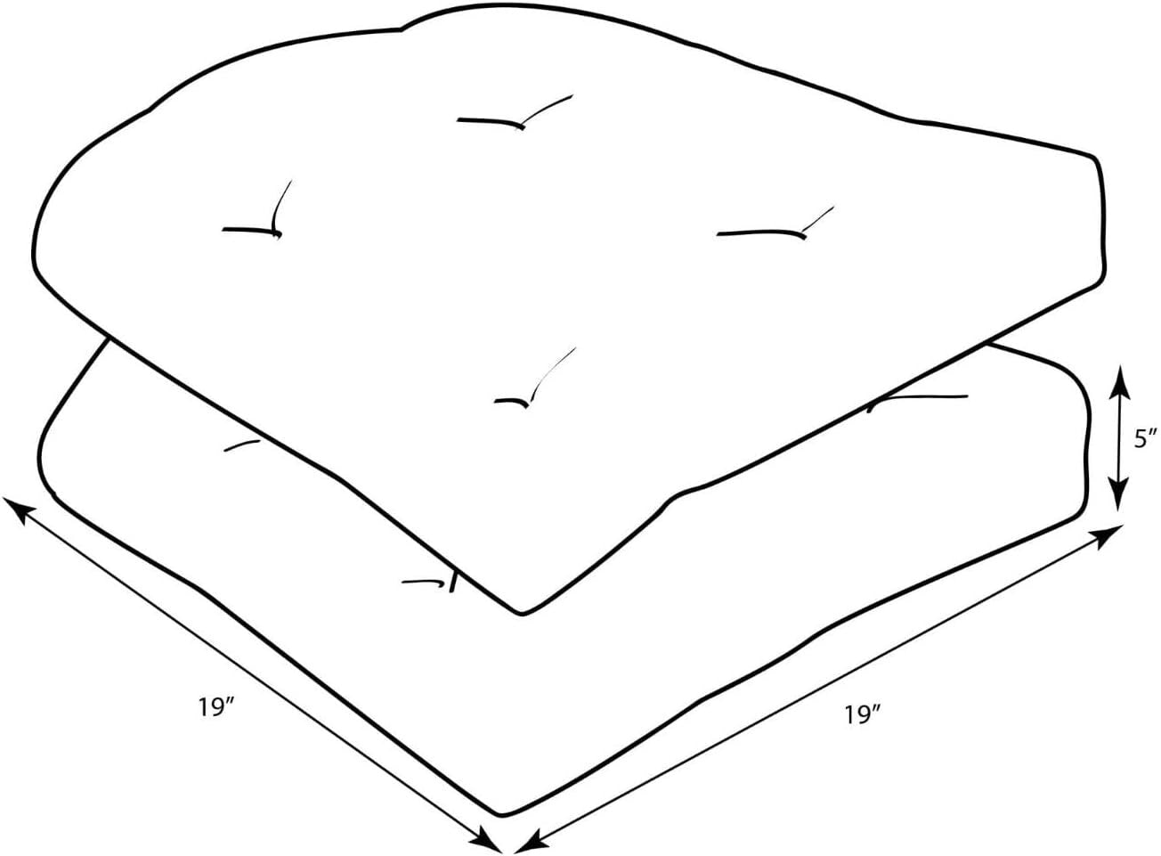 Durable Tufted Chair Cushions for Indoor & Outdoor Use, 19"x19", Striped Design