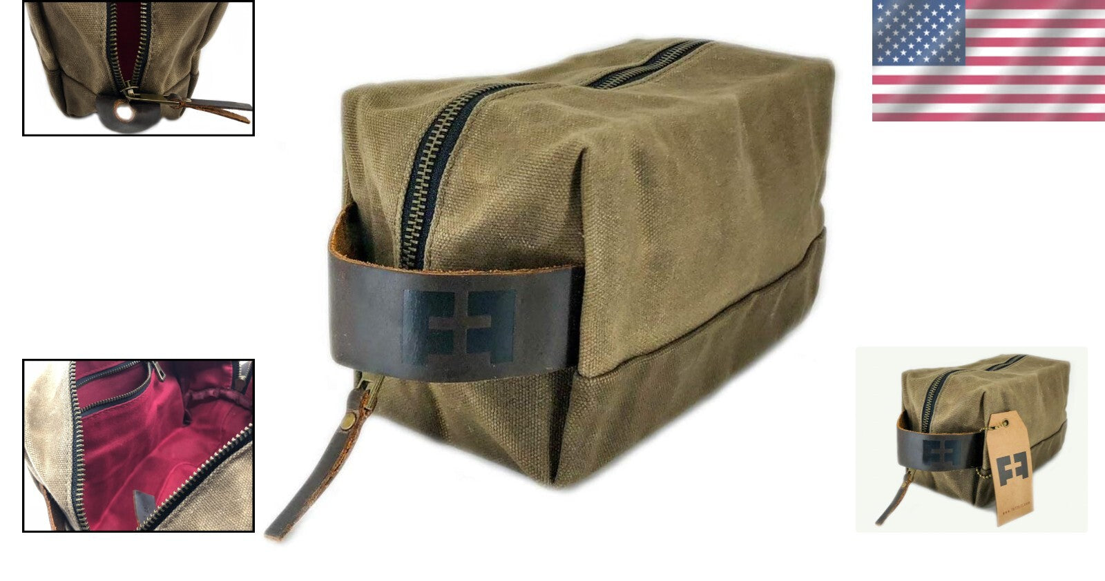 Versatile Unisex Waxed Canvas Dopp Kit with Leather Handle for All Essentials