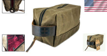 Load image into Gallery viewer, Versatile Unisex Waxed Canvas Dopp Kit with Leather Handle for All Essentials