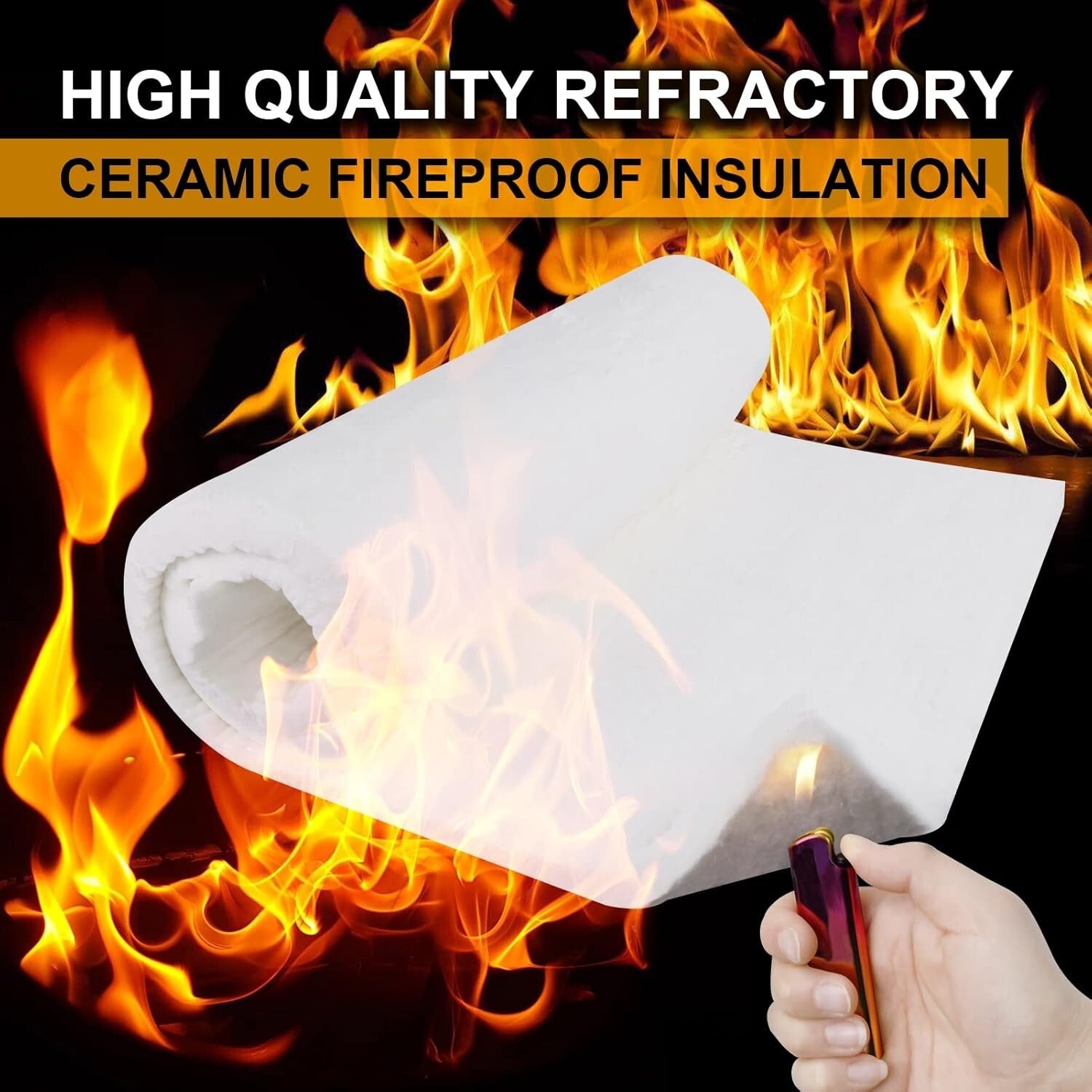 Ceramic Insulation Blanket 60"x24"x1" - Fireproof for Wood Stoves & Pizza Ovens