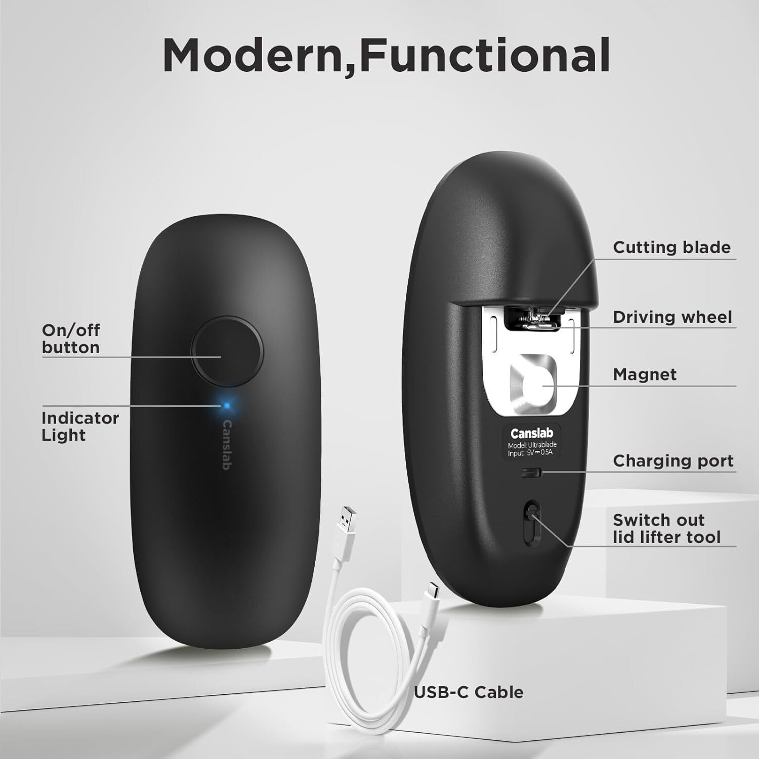 Hands-Free Electric Can Opener with Auto Stop - Ideal for Seniors with Arthritis