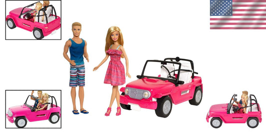 Pink 2-Seater Beach Cruiser Toy with Barbie & Ken Dolls - Imagination Awaits
