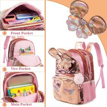Load image into Gallery viewer, Cute Adjustable Sequin Backpack Set for Girls - Includes Lunch Box &amp; Pencil Case