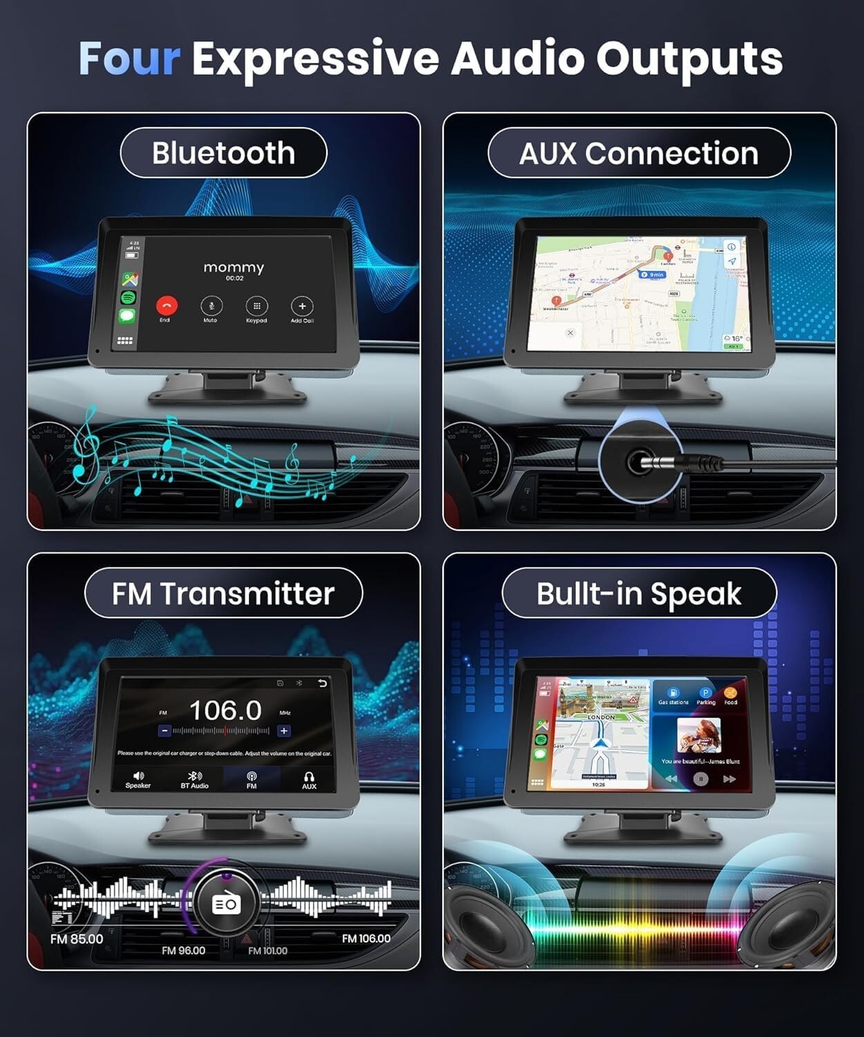 Portable 7-Inch Car Stereo with Voice Control & Navigation - All Vehicles