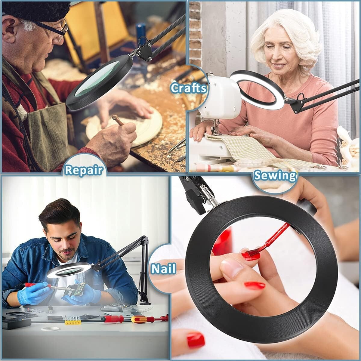 Professional Quality 10X Glass Magnifier with Adjustable Clamp & Eye Protection