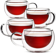 Load image into Gallery viewer, Borosilicate Double Wall Coffee Mugs - 9 oz Modern Design for Hot or Cold Drinks