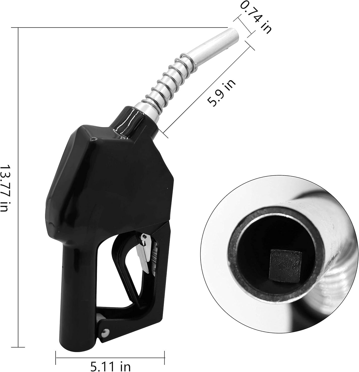 Efficient Automatic Black Fuel Nozzle 3/4" NPT for Diesel and Biofuel – 16 GPM