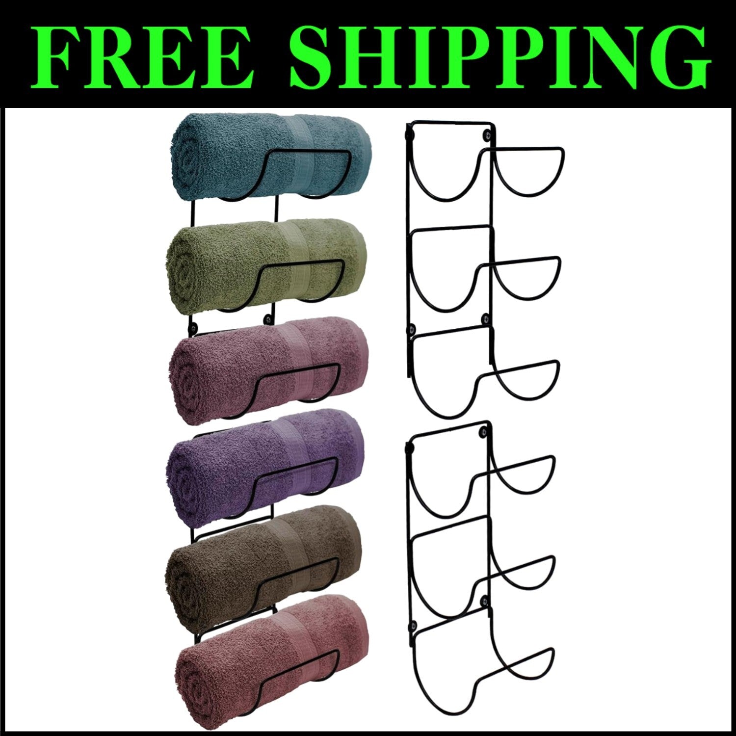 Elegant 12-Tier Wall Mounted Towel Rack - Space-Saving Iron Storage Organizer