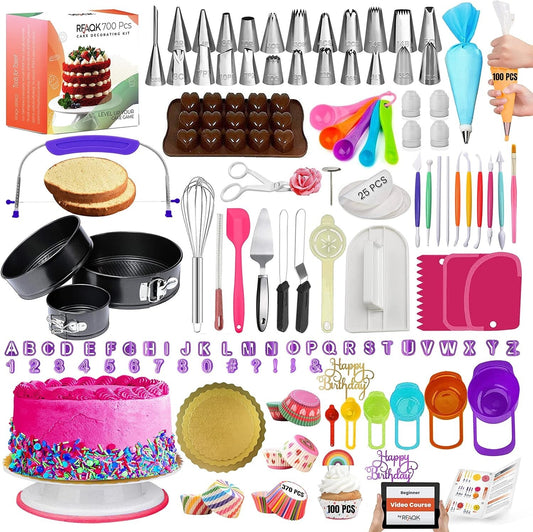 Complete 700PCs Cake Decorating & Baking Supplies - Ideal Gift for Bakers