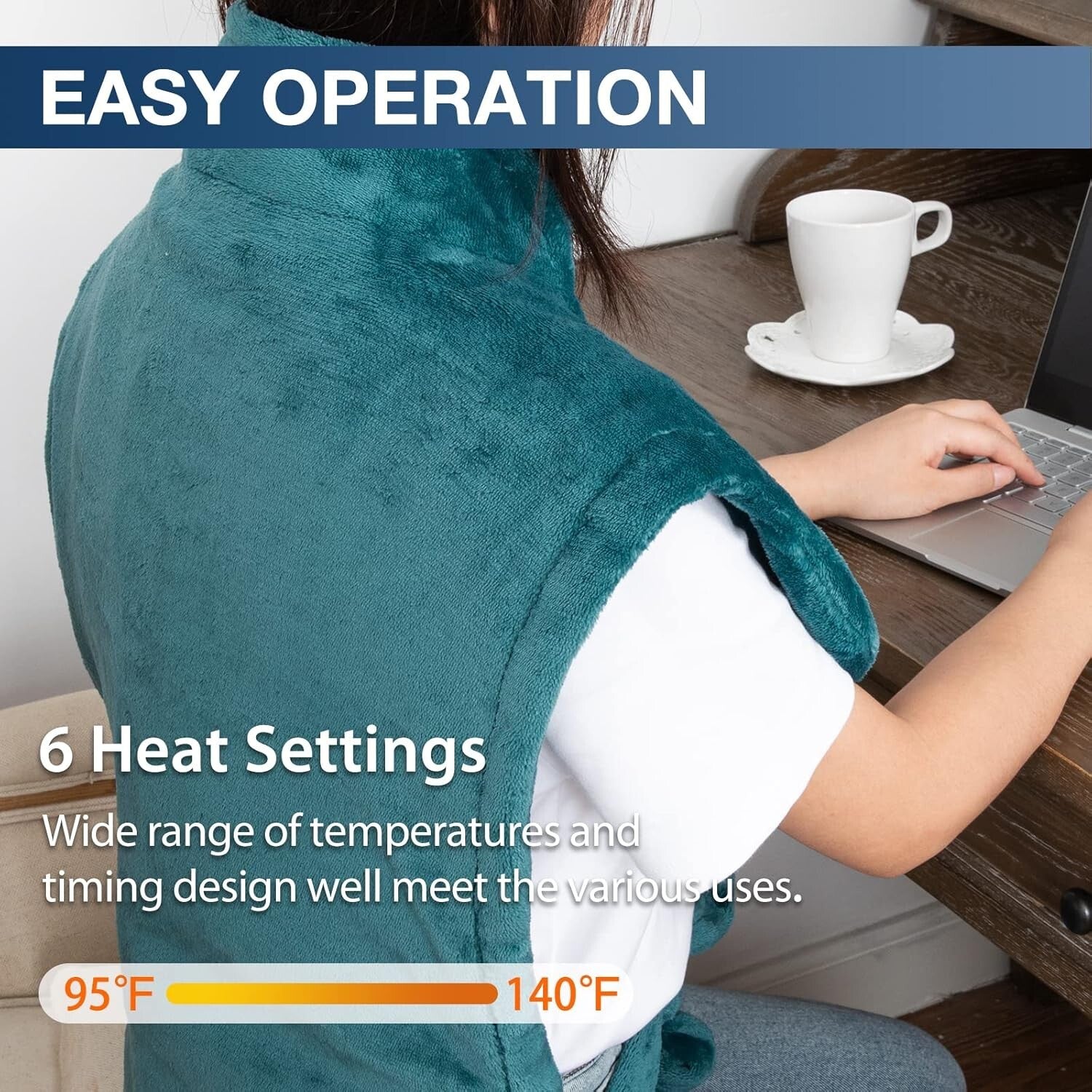 Electric Heating Pad 26"x35" for Neck, Shoulders & Back Pain Relief - Dark Green