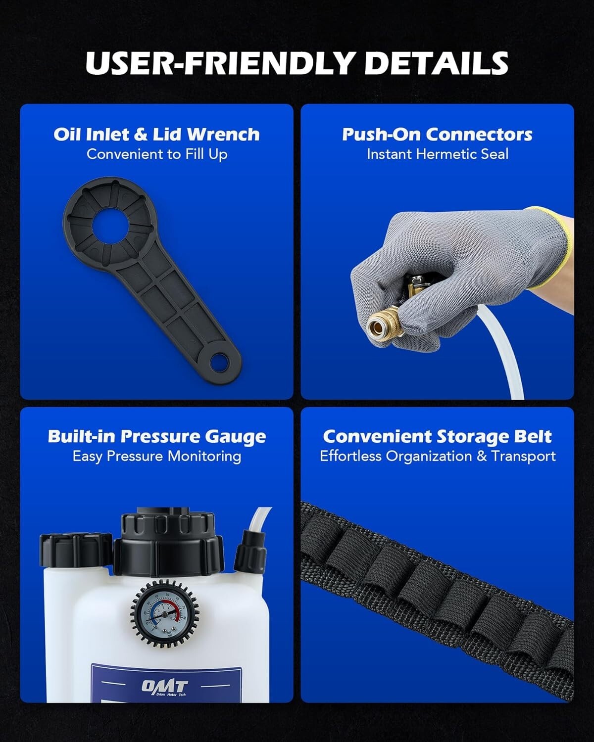 Durable 3L Transmission Fluid Transfer Pump with Storage Belt & 12 ATF Adapters