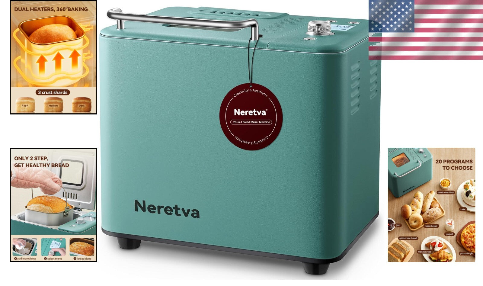 Compact All-Metal Bread Maker - 550W Dual Heaters for Perfect Homemade Bread