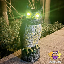 Load image into Gallery viewer, Weatherproof Solar Owl Garden Sculpture with Motion Detection &amp; Dynamic Features