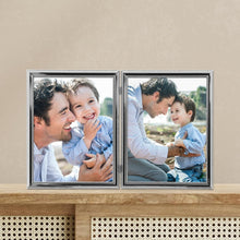 Load image into Gallery viewer, Luxury Silver Plated Double Picture Frame with Navy Velvet Backing - 8x10
