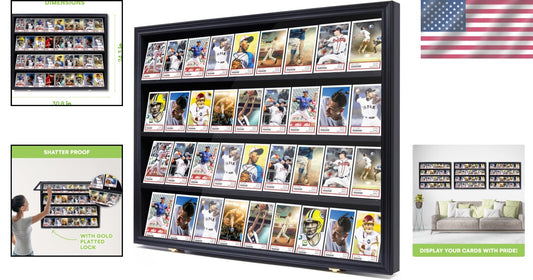 Stylish Black Acrylic Card Display Case - Anti-Theft Locks & UV Protection