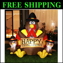 Load image into Gallery viewer, Bright White 6ft Inflatable Turkey Family - Perfect for Festive Outdoor Display