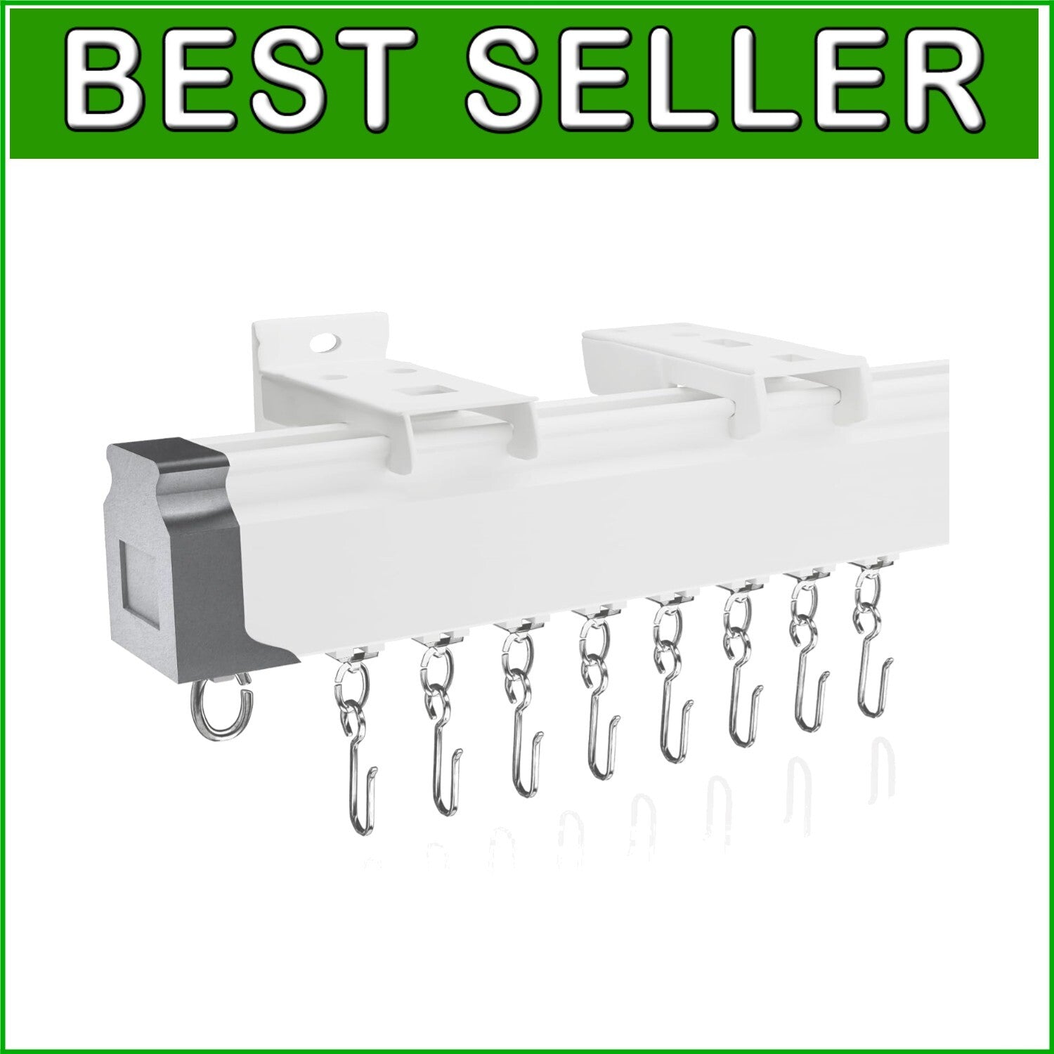 Elegant Ceiling or Wall Mount Curtain Track - Adjustable 3ft-13ft with 34 Hooks