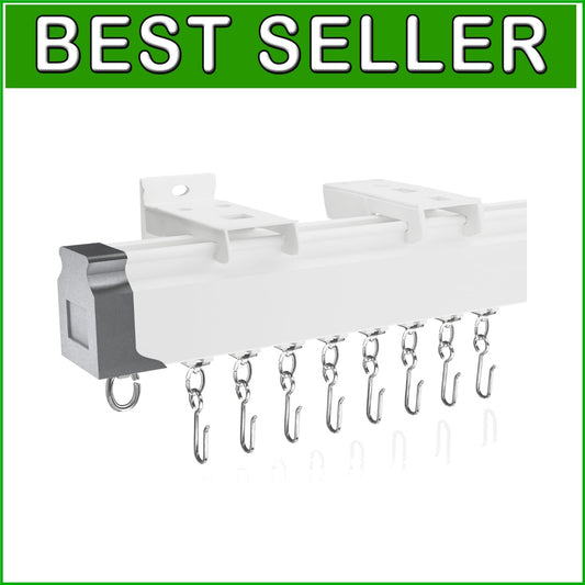 Elegant Ceiling or Wall Mount Curtain Track - Adjustable 3ft-13ft with 34 Hooks