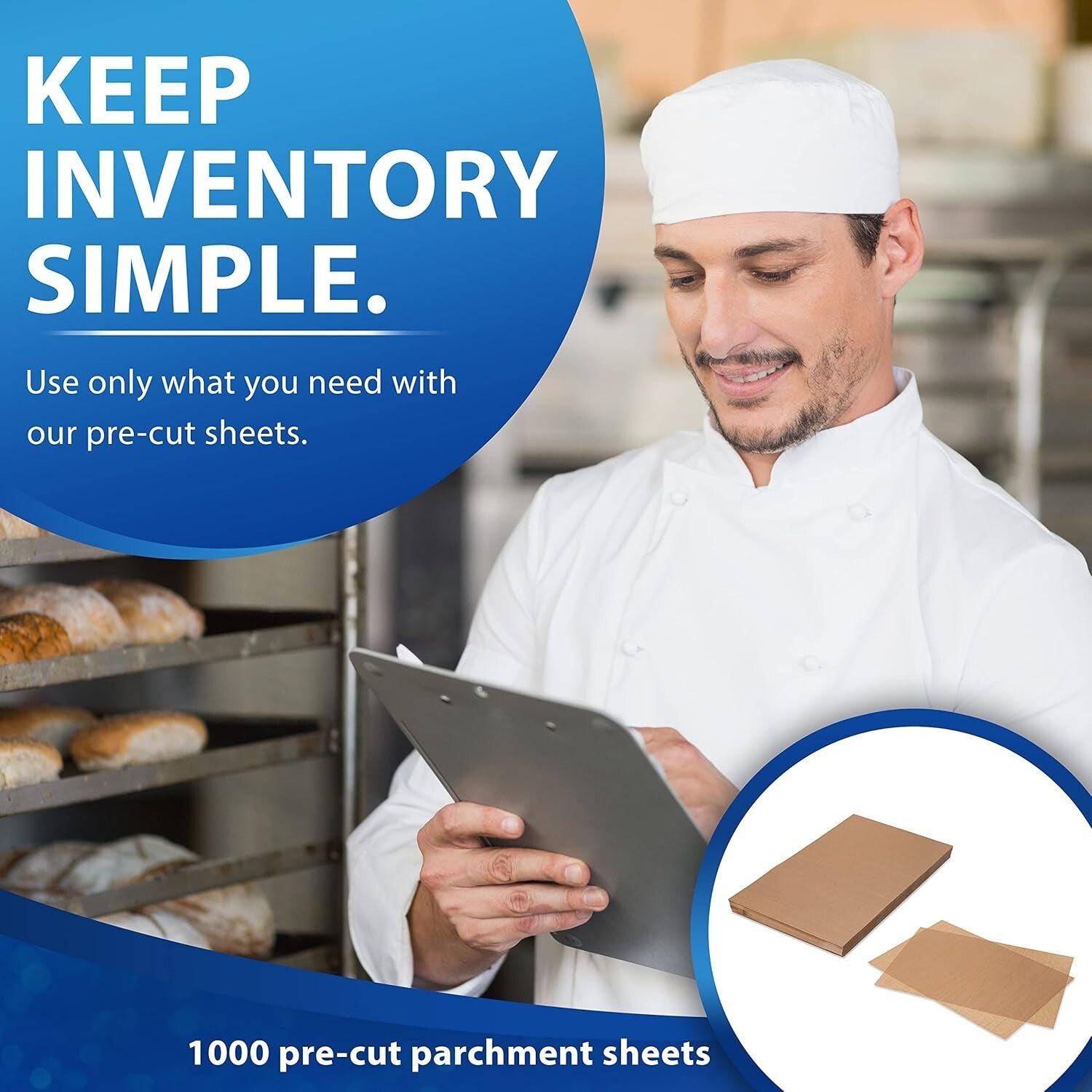 12" x 16" Half Size Commercial Baking Parchment Paper - 1000 Grease-Proof Sheets