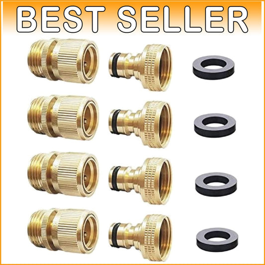 Durable 3/4 Inch GHT Quick Connect Hose Adapters - 8 Solid Brass Connectors