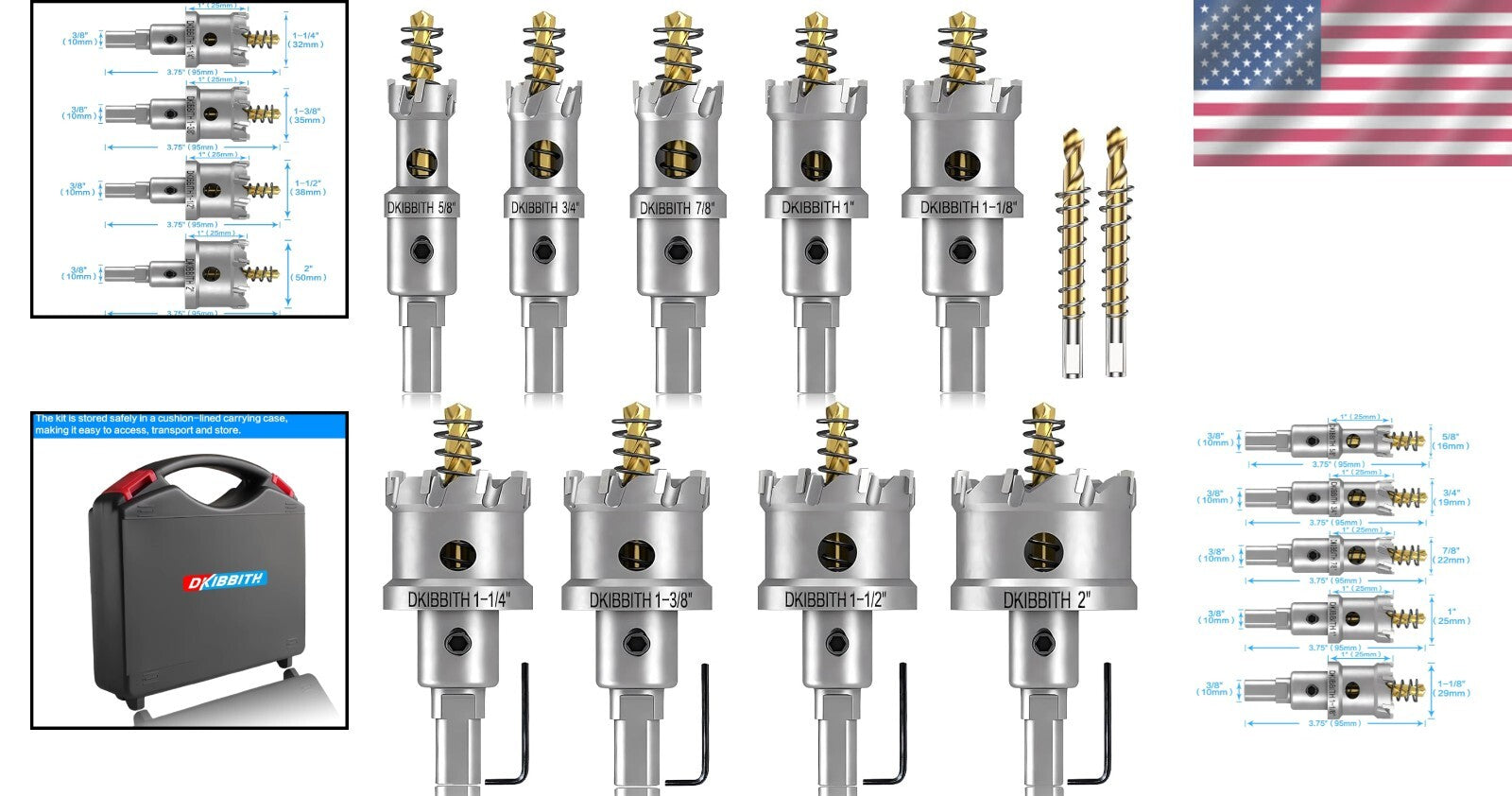 Durable 11-Piece Hole Saw Set with Rust-Resistant Storage Case - Ideal for DIY