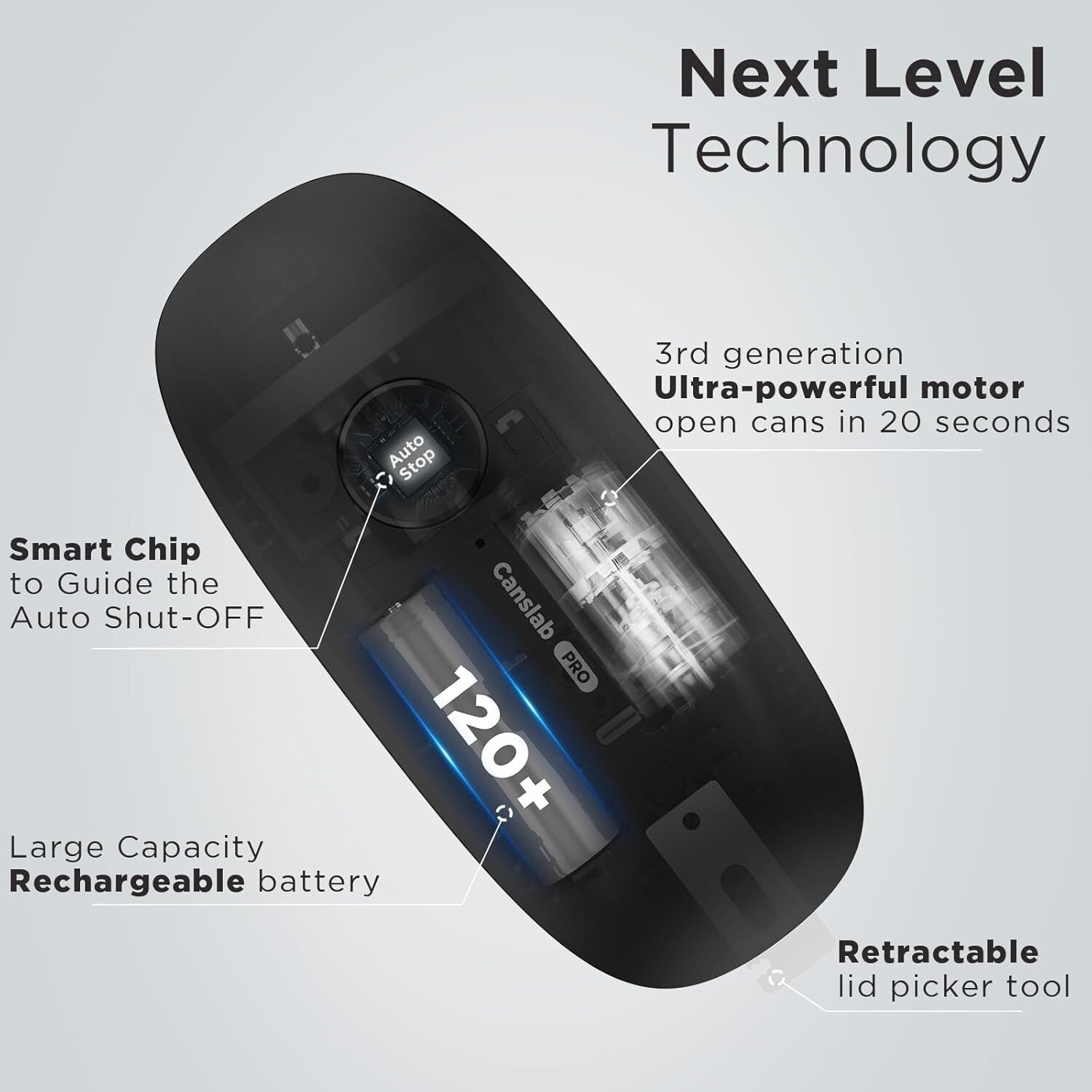 Compact Quiet Electric Can Opener - Ideal for Arthritis with Easy Storage