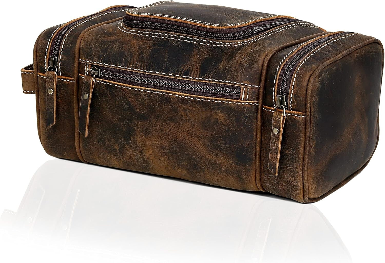 Elegant Leather Toiletry Bag for Men - Spacious & Stylish Travel Essentials