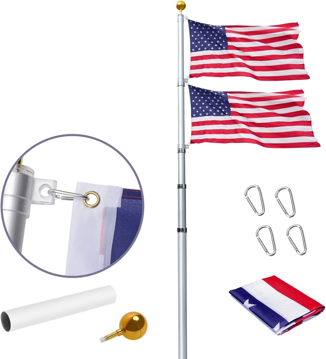 Versatile 14 Gauge Flag Pole Kit with Easy Unlocking and Reinforced Stability