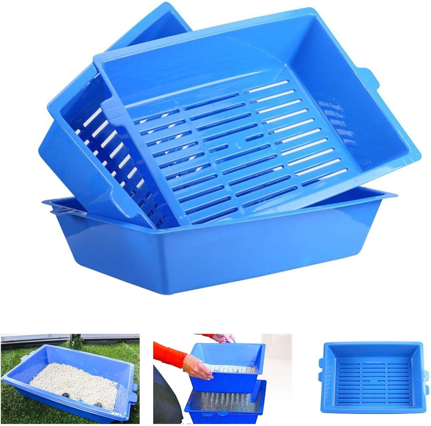 Reusable Cat Litter Box with 3 Sifting Trays - Convenient Scoop-Free Solution