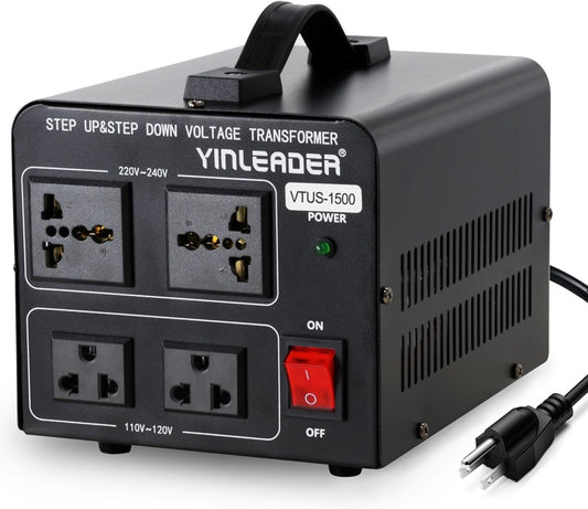 1500W Voltage Transformer - Step Up & Down Converter with Circuit Breaker Safety