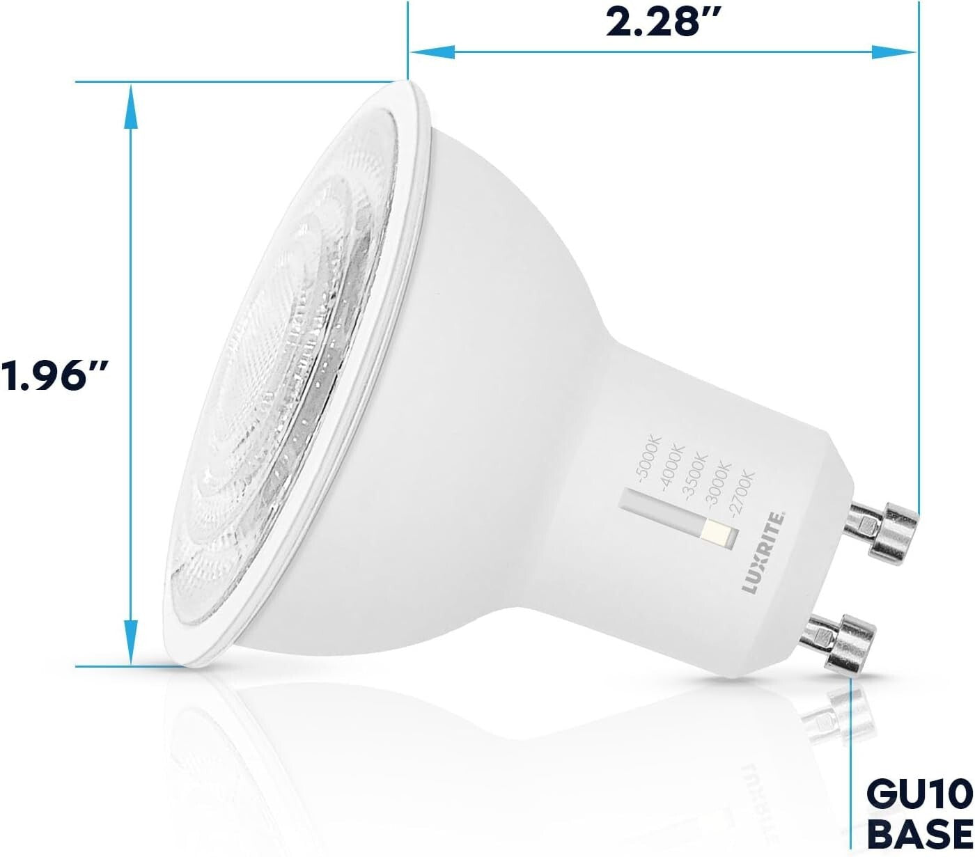 Energy-Efficient 50W Halogen Equivalent GU10 LED Bulbs, 500 Lumens, 4 Pack