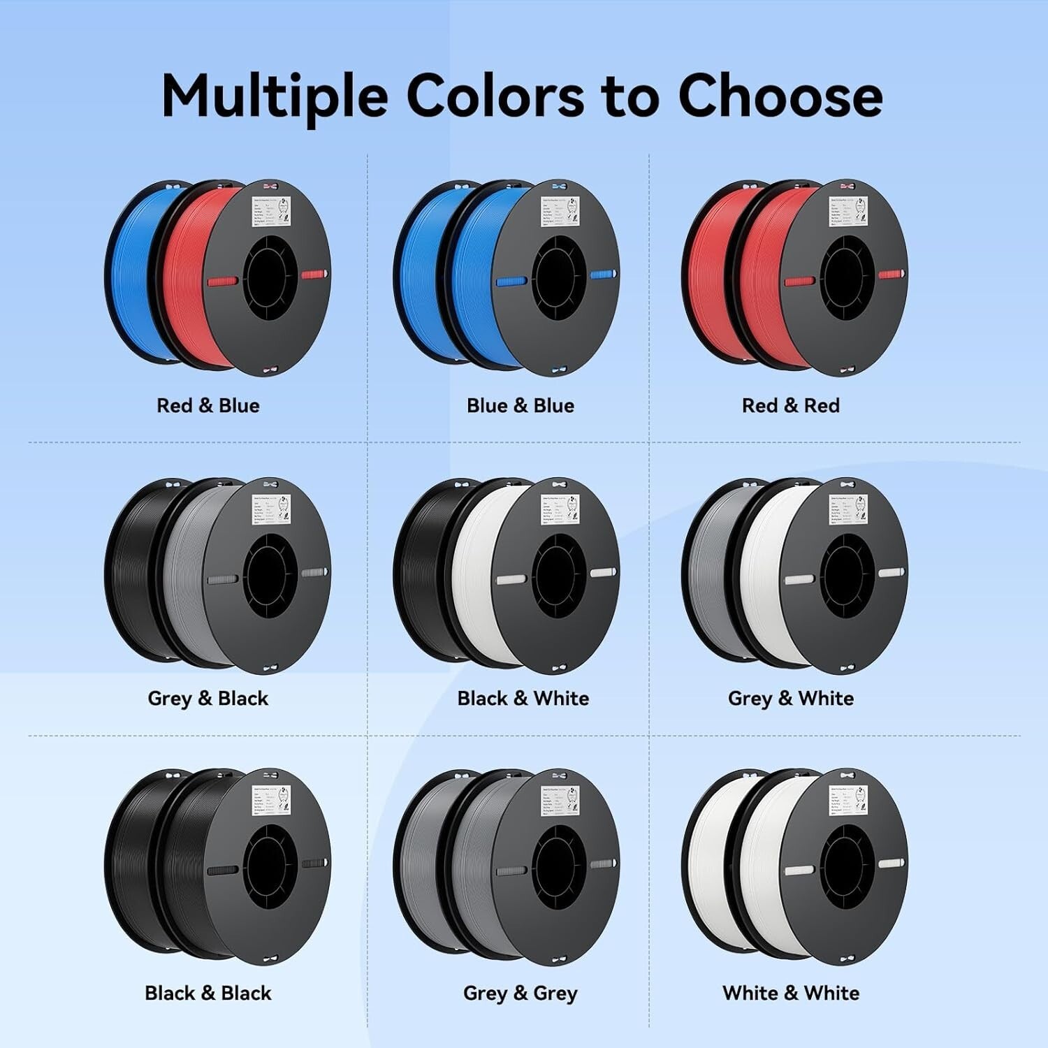 Premium 3D Printer PLA Filament 1.75mm 4KG - 4 Pack Black, Clog-Free & Accurate