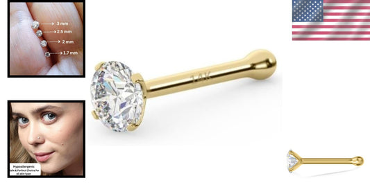 Versatile IGI Certified Diamond Nose Studs in 14K Gold | Perfect Gift Option
