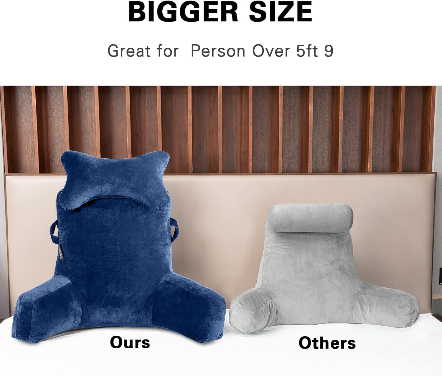 Extra Large 31'' Reading Pillow - Deluxe Backrest with Neck Roll & Arm Support