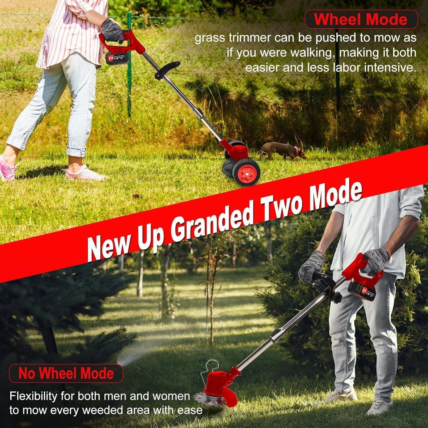 Powerful 21V Cordless Weed Wacker with Adjustable Length - Lightweight Care